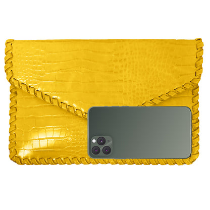 Flat Crocodile Pattern Envelope Clutch