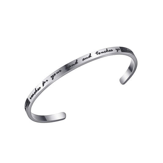 JNB/0746/ Inspirational Engraved Stainless Steel Cuff Bracelet-A truefriend Ship