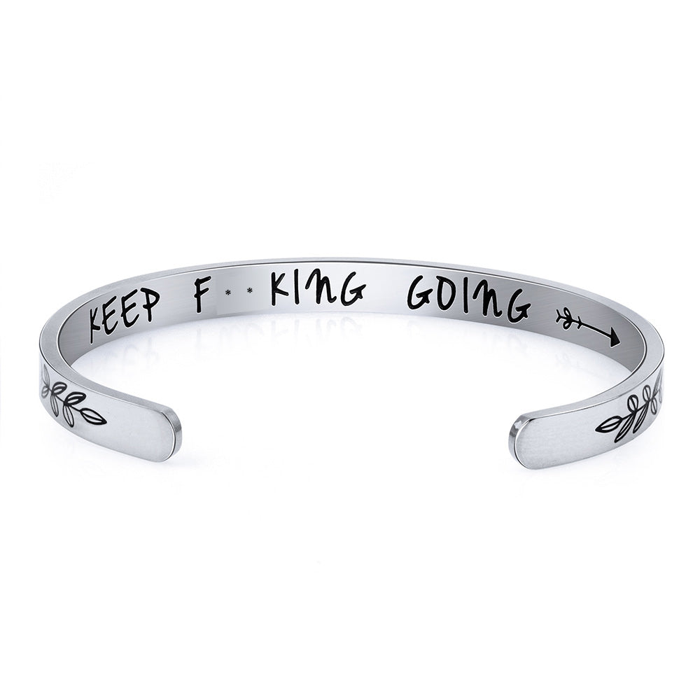 JNB/0830/ Inspirational Engraved Stainless Steel Cuff Bracelet Personalized Gift