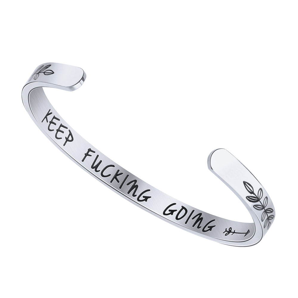 JNB/0830/ Inspirational Engraved Stainless Steel Cuff Bracelet Personalized Gift