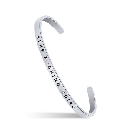 JNB/0840/Inspirational Engraved Stainless Steel Cuff Bracelet Personalized Gift