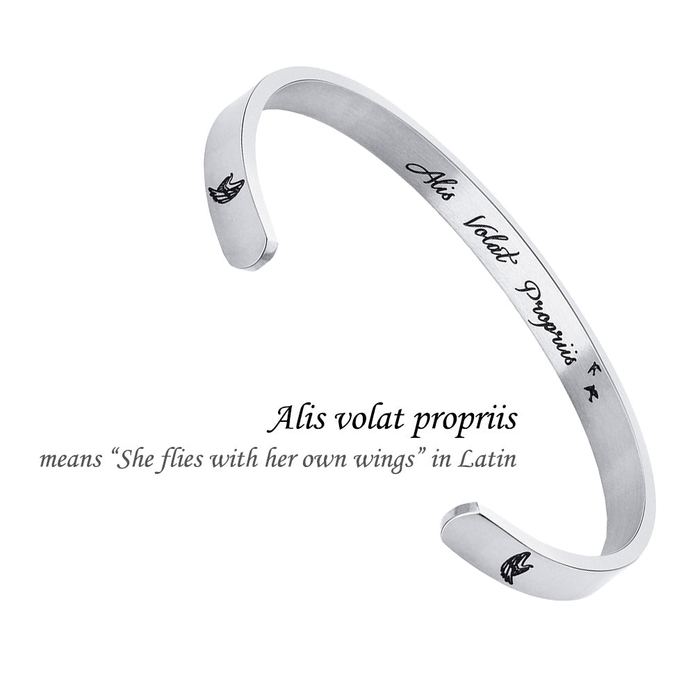 JNB/0855/ Inspirational Engraved Stainless Steel Cuff Bracelet Personalized Gift