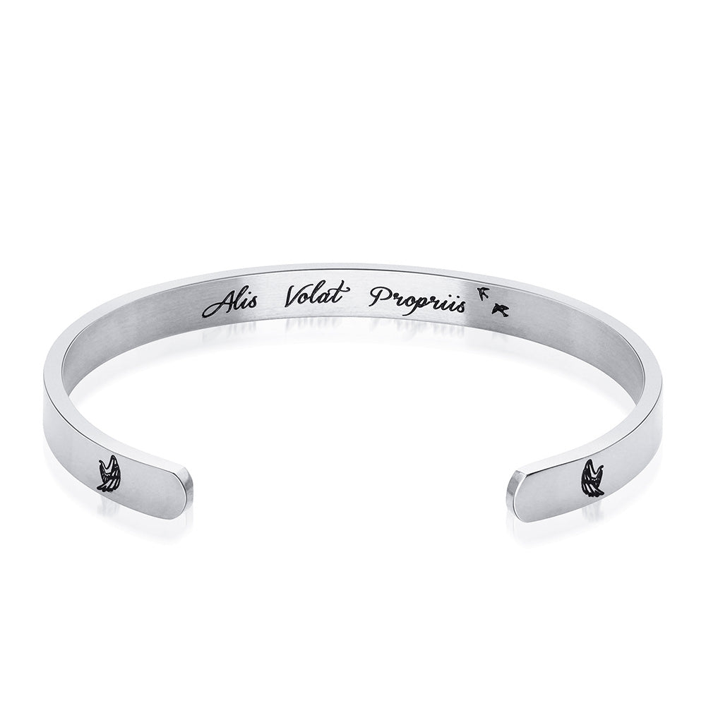 JNB/0855/ Inspirational Engraved Stainless Steel Cuff Bracelet Personalized Gift