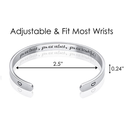 JNB/0860/ Inspirational Engraved Stainless Steel Cuff Bracelet Personalized Gift