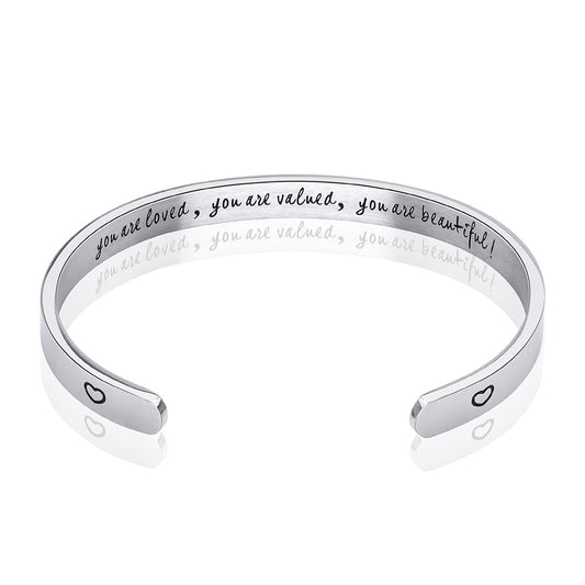 JNB/0860/ Inspirational Engraved Stainless Steel Cuff Bracelet Personalized Gift