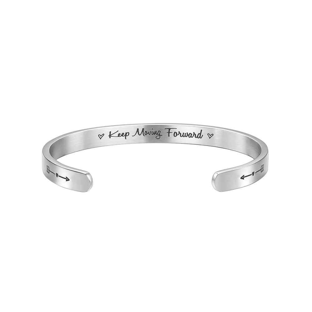 JNB/0864/Inspirational Engraved Stainless Steel Cuff Bracelet Personalized Gift