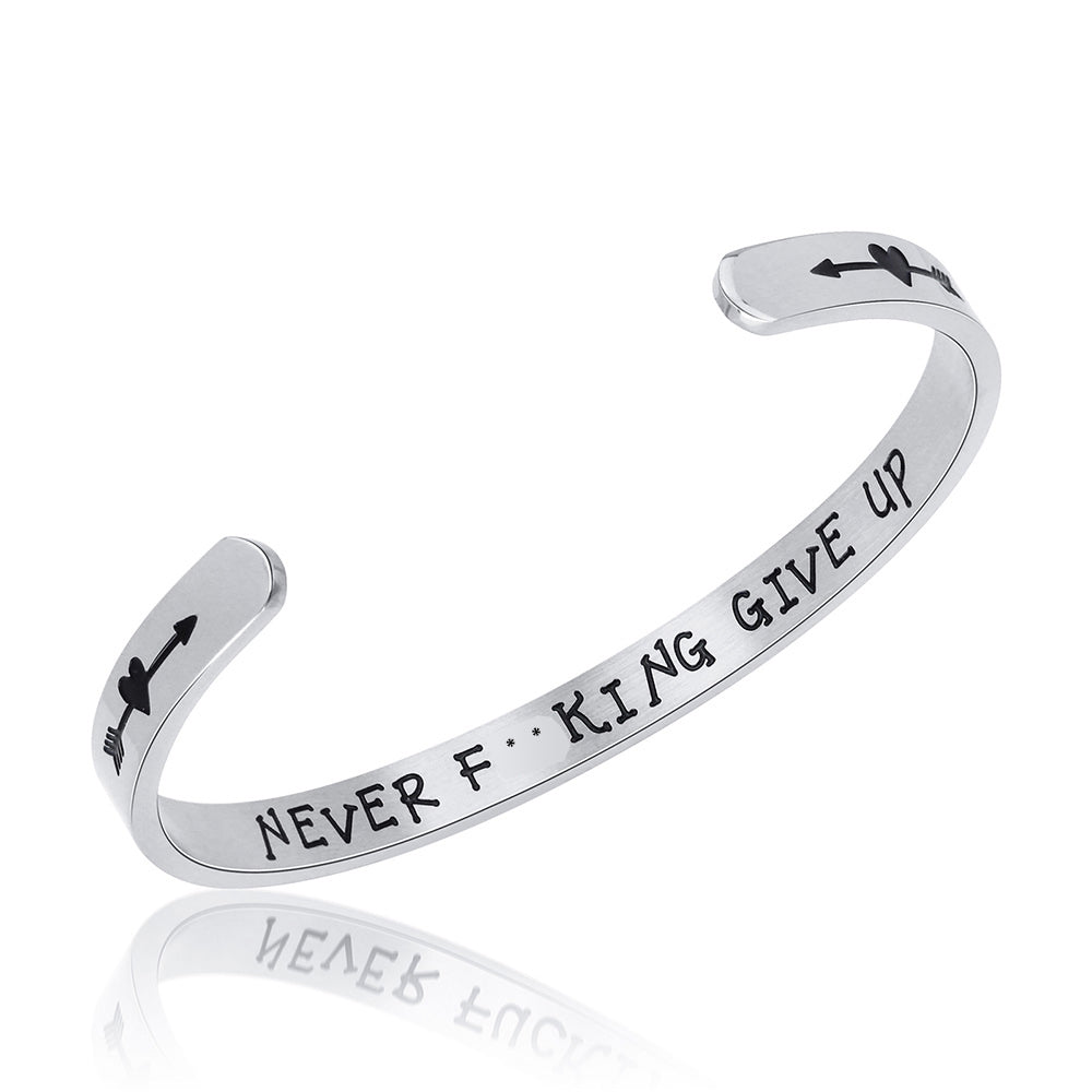 JNB/0881/ Inspirational Engraved Stainless Steel Cuff Bracelet Personalized Gift