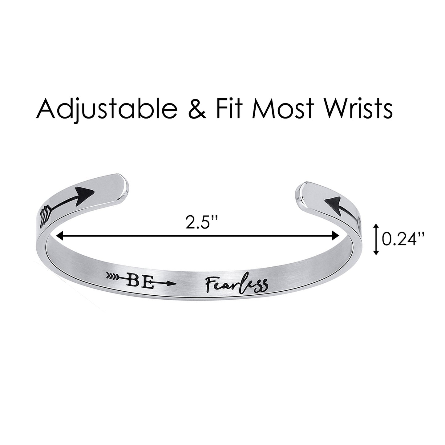 JNB/0882/Inspirational Engraved Stainless Steel Cuff Bracelet Personalized Gift