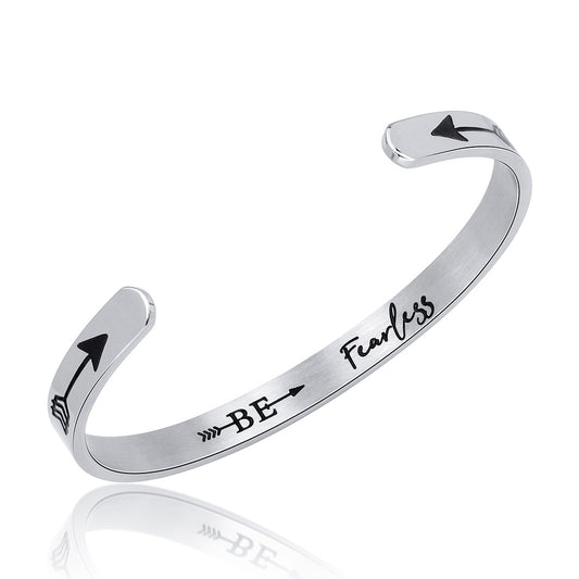 JNB/0882/Inspirational Engraved Stainless Steel Cuff Bracelet Personalized Gift