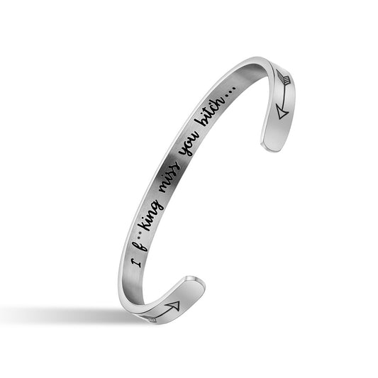 JNB/0887/Inspirational Engraved Stainless Steel Cuff Bracelet Personalized Gift