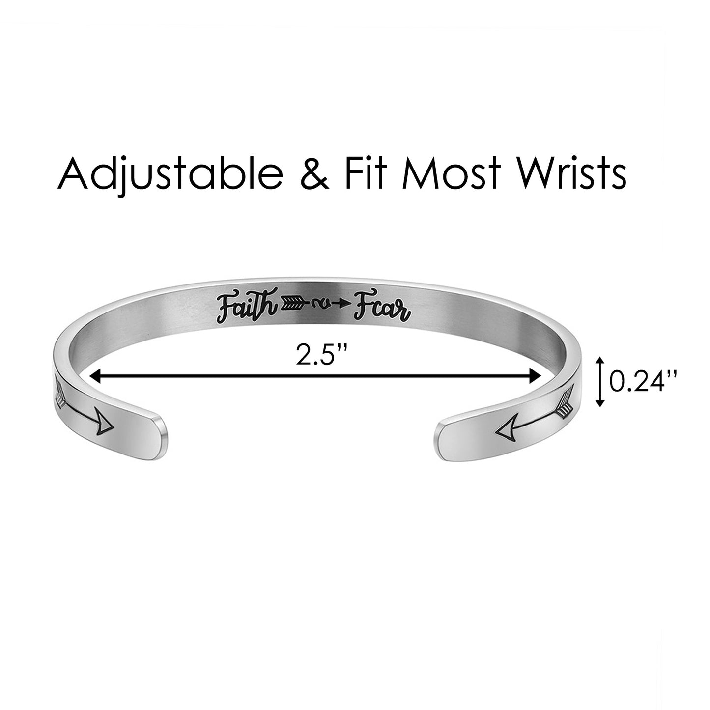 JNB/0889/ Inspirational Engraved Stainless Steel Cuff Bracelet Personalized Gift