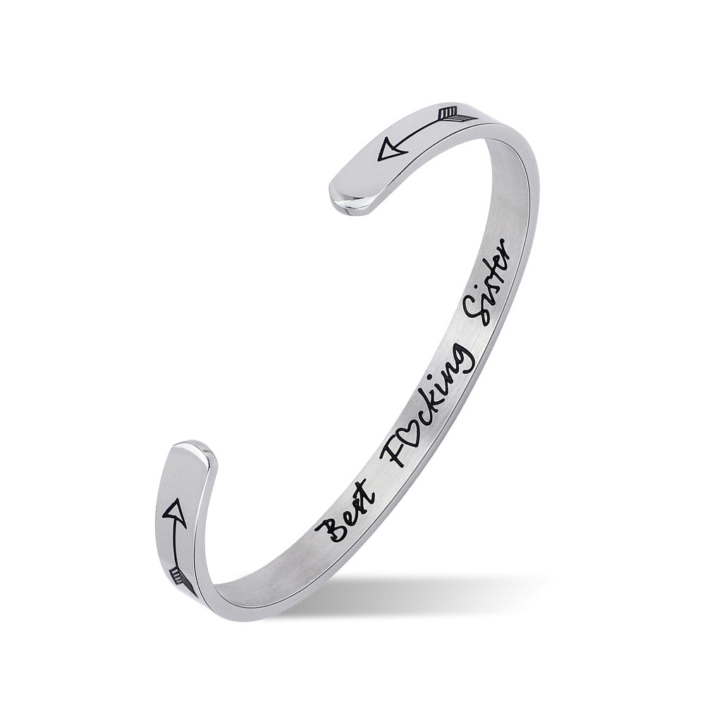 JNB/0901/Inspirational Engraved Stainless Steel Cuff Bracelet Personalized Gift