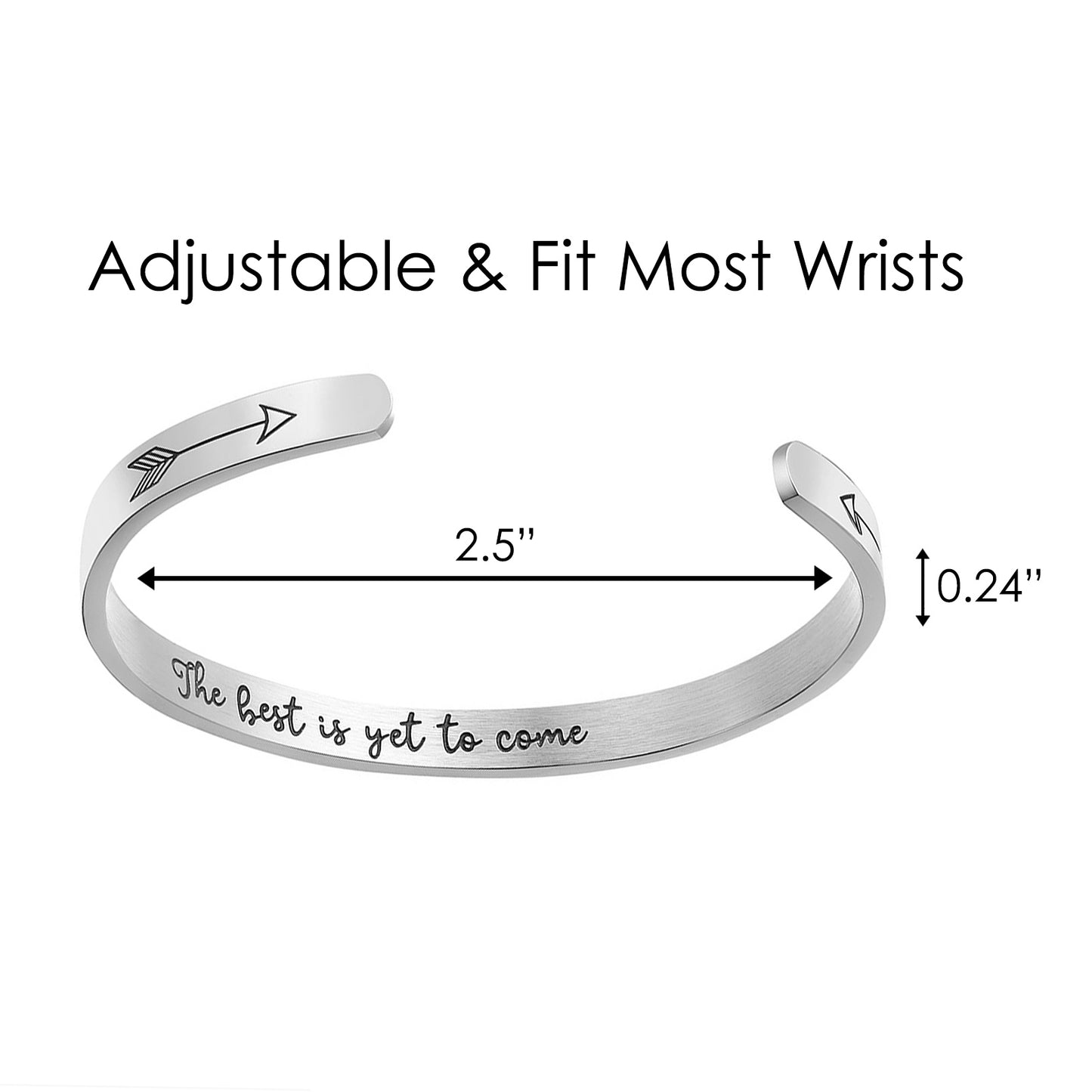 JNB/1043/Inspirational Engraved Stainless Steel Cuff Bracelet Personalized Gift