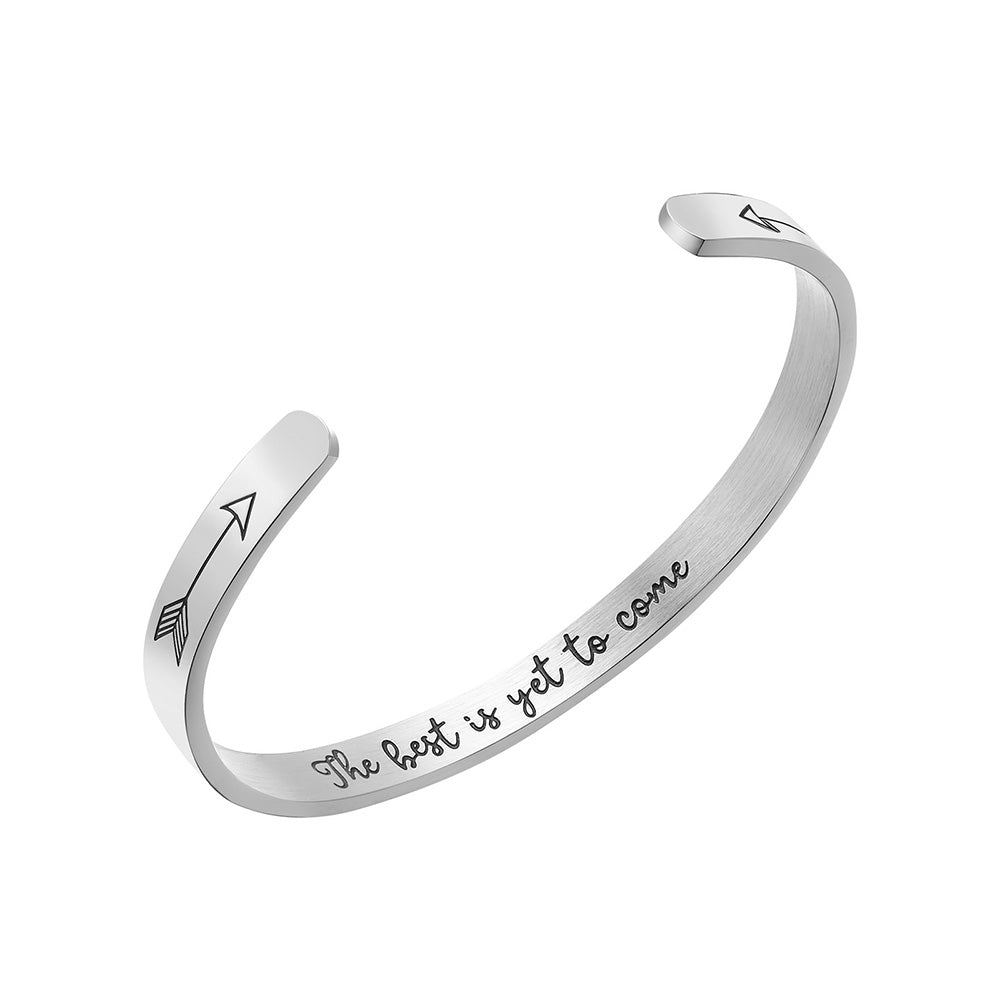 JNB/1043/Inspirational Engraved Stainless Steel Cuff Bracelet Personalized Gift