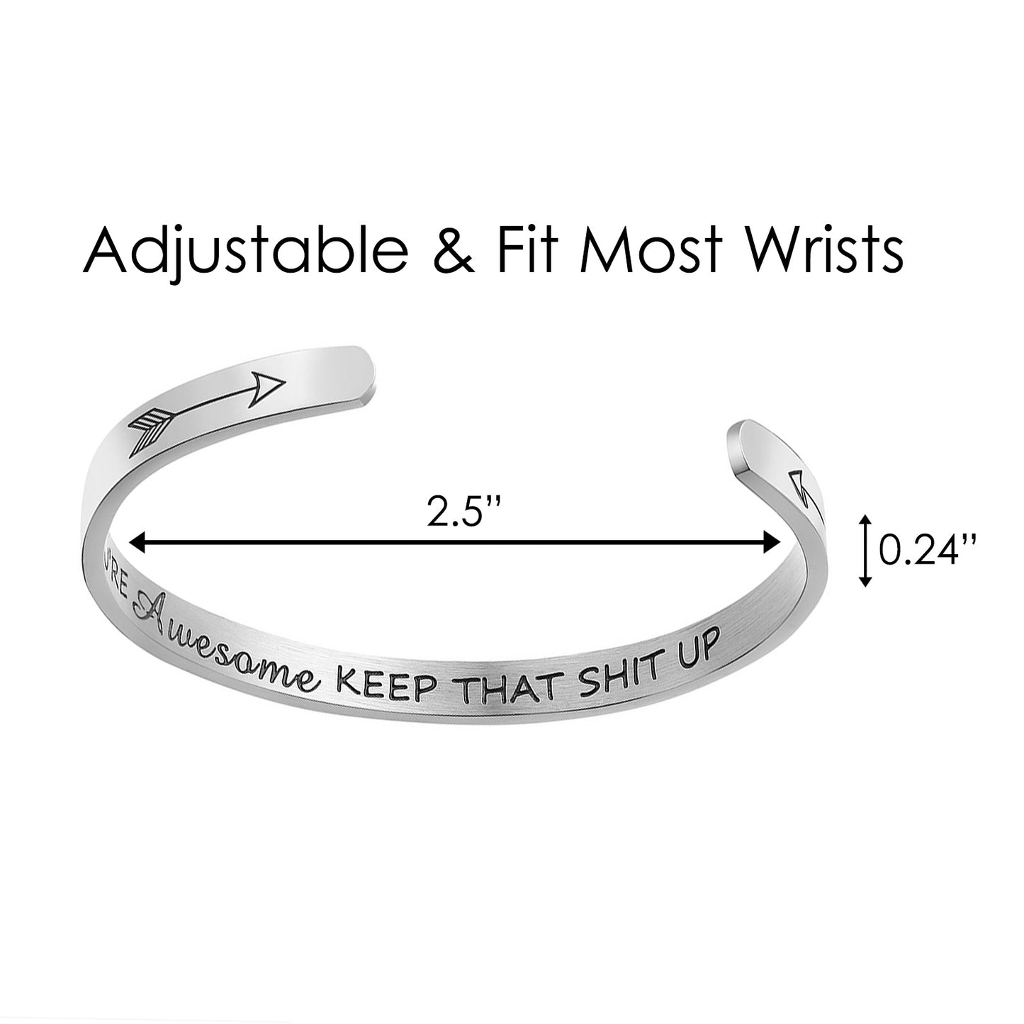 JNB/1044/Inspirational Engraved Stainless Steel Cuff Bracelet Personalized Gift