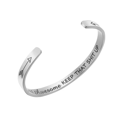 JNB/1044/Inspirational Engraved Stainless Steel Cuff Bracelet Personalized Gift