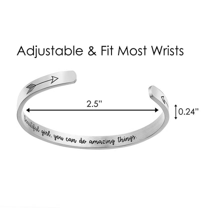 JNB/1045/Inspirational Engraved Stainless Steel Cuff Bracelet Personalized Gift