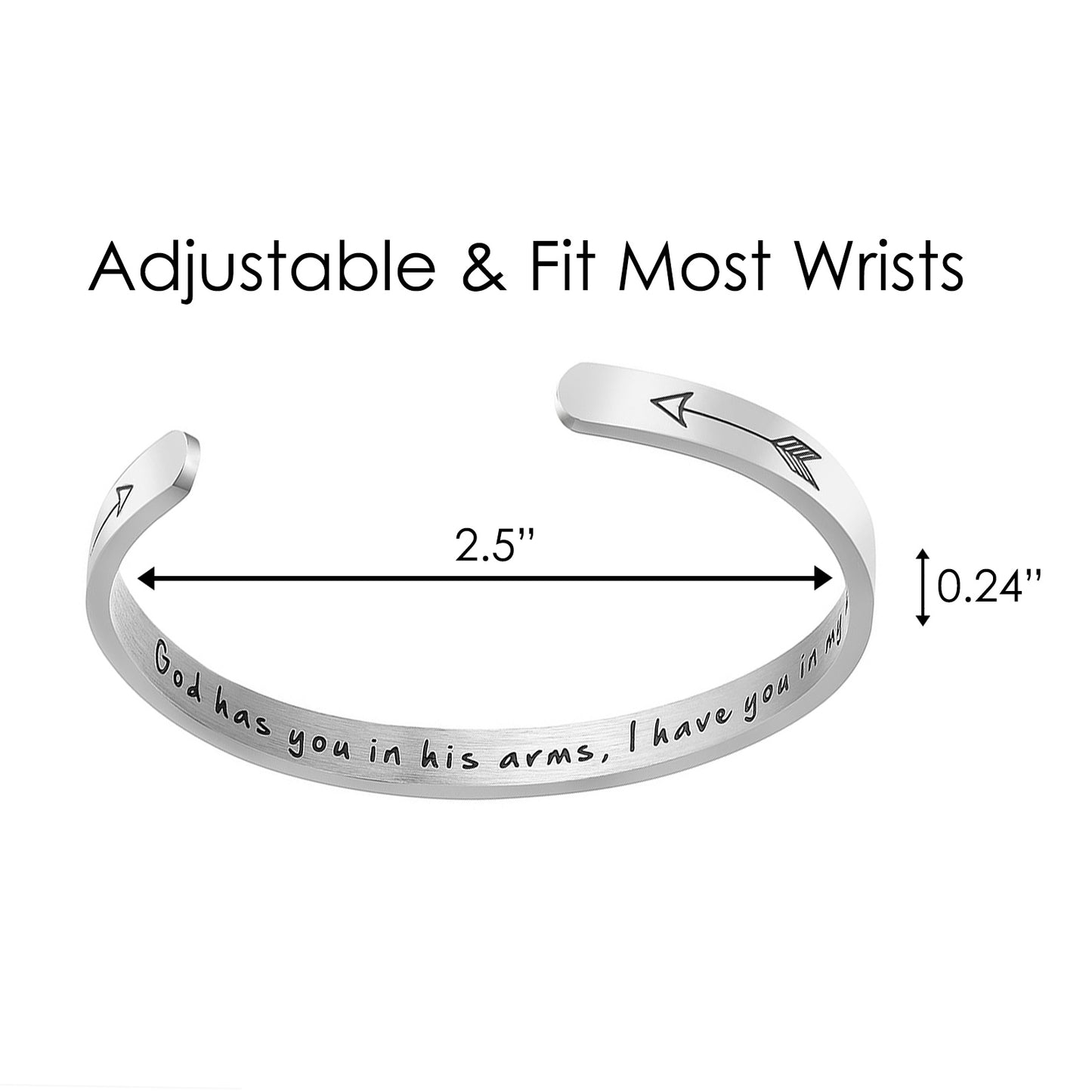 JNB/1051/Inspirational Engraved Stainless Steel Cuff Bracelet Personalized Gift