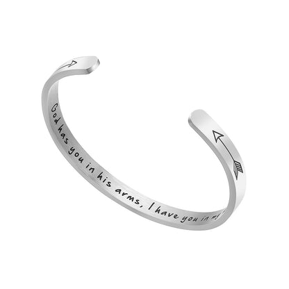 JNB/1051/Inspirational Engraved Stainless Steel Cuff Bracelet Personalized Gift