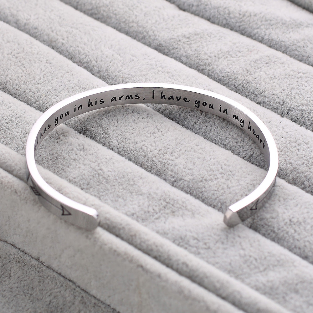 JNB/1051/Inspirational Engraved Stainless Steel Cuff Bracelet Personalized Gift