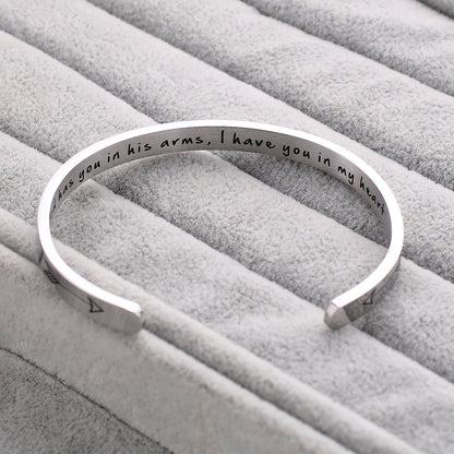 JNB/1051/Inspirational Engraved Stainless Steel Cuff Bracelet Personalized Gift