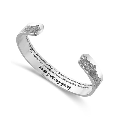 JNB/1125/Inspirational Engraved Stainless Steel Cuff Bracelet Personalized Gift