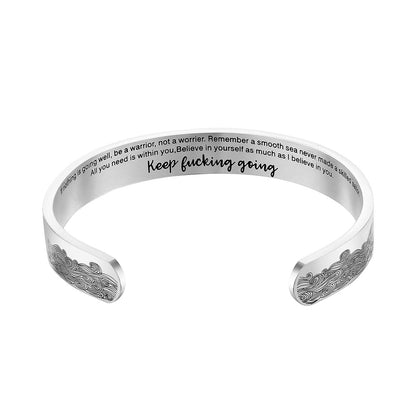 JNB/1125/Inspirational Engraved Stainless Steel Cuff Bracelet Personalized Gift