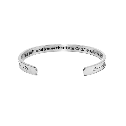 JNB/1218/Inspirational Engraved Stainless Steel Cuff Bracelet Personalized Gift