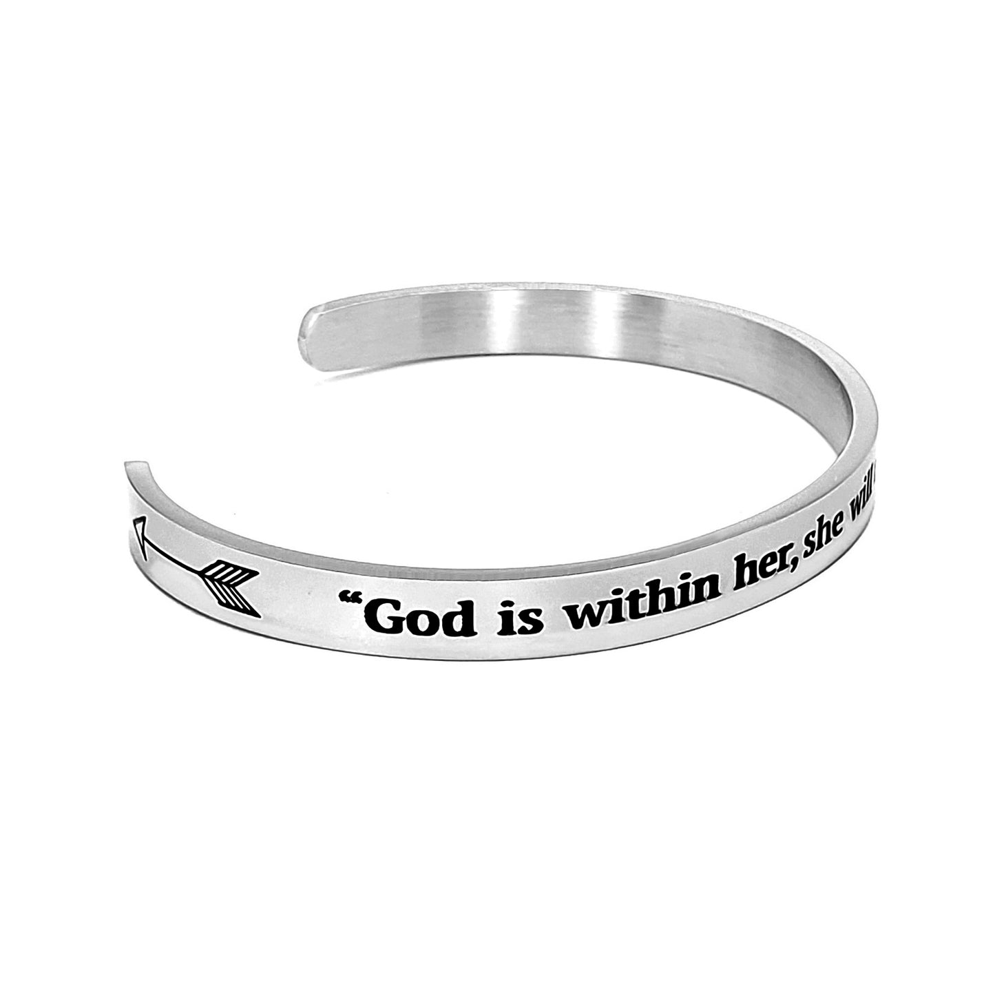 JNB/1220/Inspirational Engraved Stainless Steel Cuff Bracelet Personalized Gift