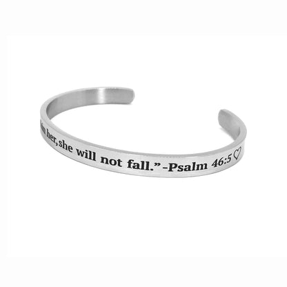 JNB/1220/Inspirational Engraved Stainless Steel Cuff Bracelet Personalized Gift