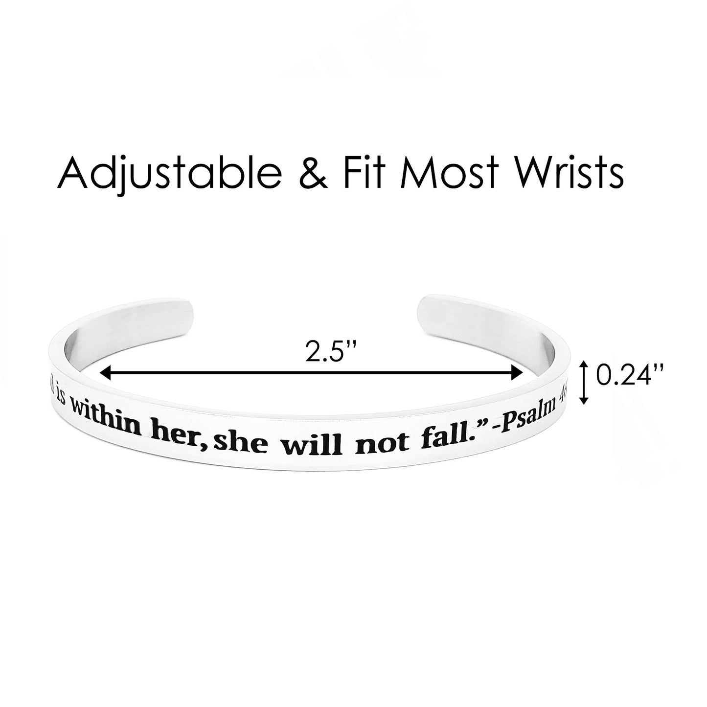 JNB/1220/Inspirational Engraved Stainless Steel Cuff Bracelet Personalized Gift