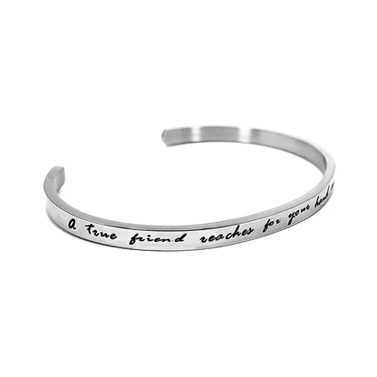 JNB/0746/ Inspirational Engraved Stainless Steel Cuff Bracelet-A truefriend Ship