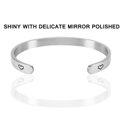 JNB/0837/ Inspirational Engraved Stainless Steel Cuff Bracelet Personalized Gift