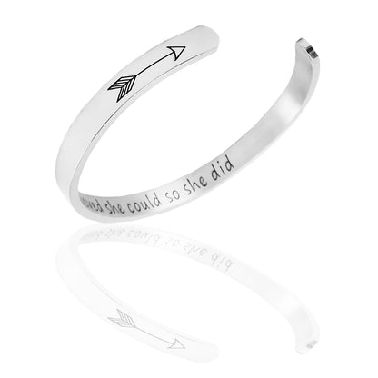 JNB/0886/Inspirational Engraved Stainless Steel Cuff Bracelet Personalized Gift