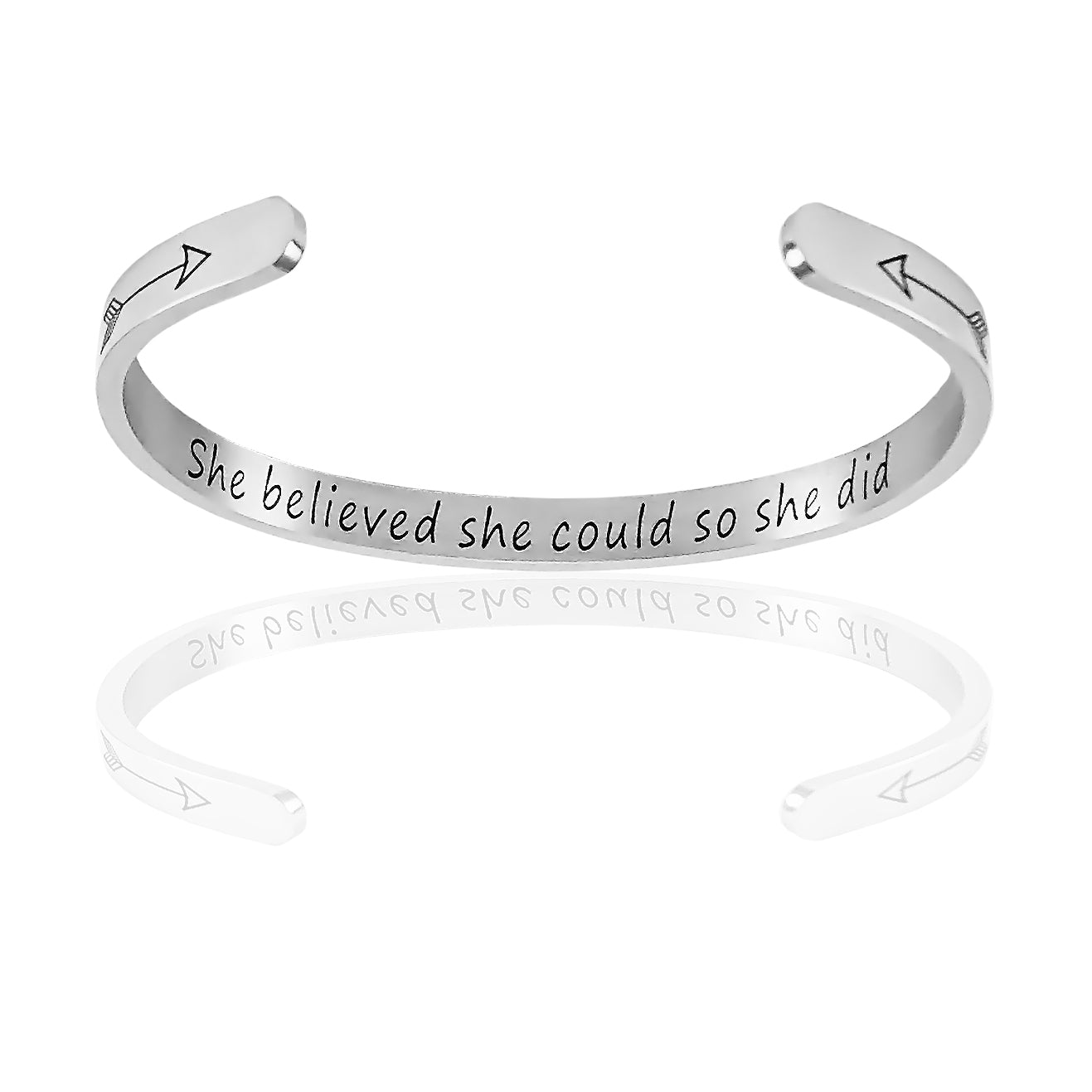 JNB/0886/Inspirational Engraved Stainless Steel Cuff Bracelet Personalized Gift