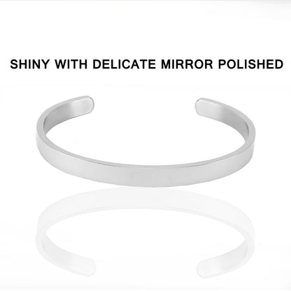 JNB/0886/Inspirational Engraved Stainless Steel Cuff Bracelet Personalized Gift