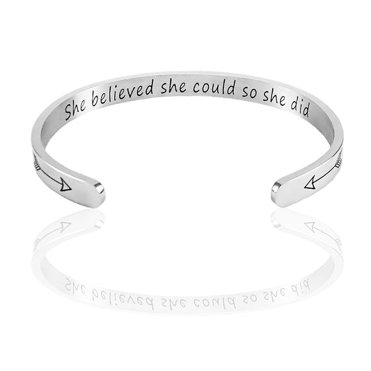 JNB/0886/Inspirational Engraved Stainless Steel Cuff Bracelet Personalized Gift