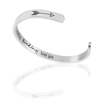 JNB/0900/ Inspirational Engraved Stainless Steel Cuff Bracelet Personalized Gift