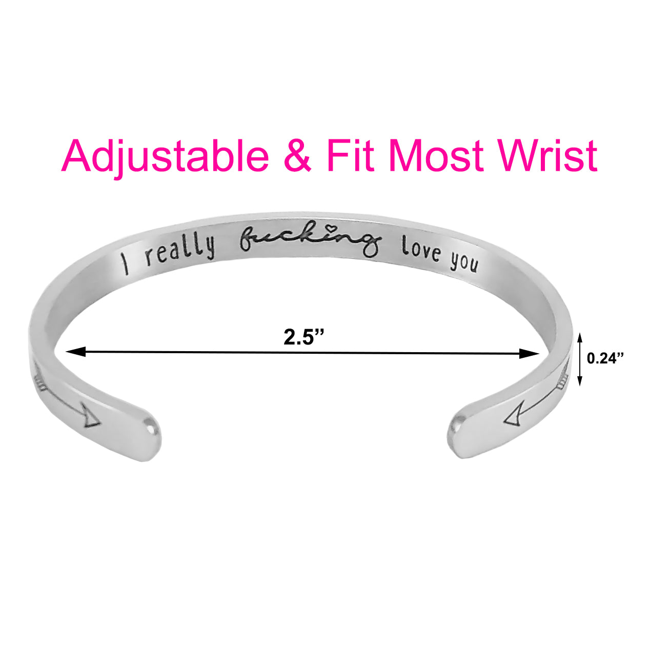 JNB/0900/ Inspirational Engraved Stainless Steel Cuff Bracelet Personalized Gift