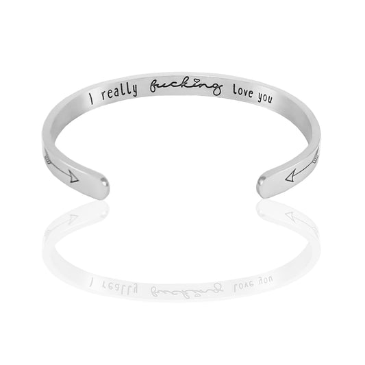 JNB/0900/ Inspirational Engraved Stainless Steel Cuff Bracelet Personalized Gift