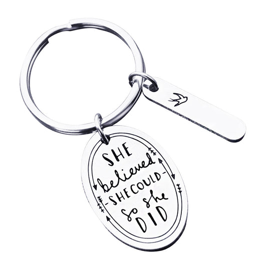 JNB/k0076/Inspirational Engraved - She believed she could so she did Keychain…