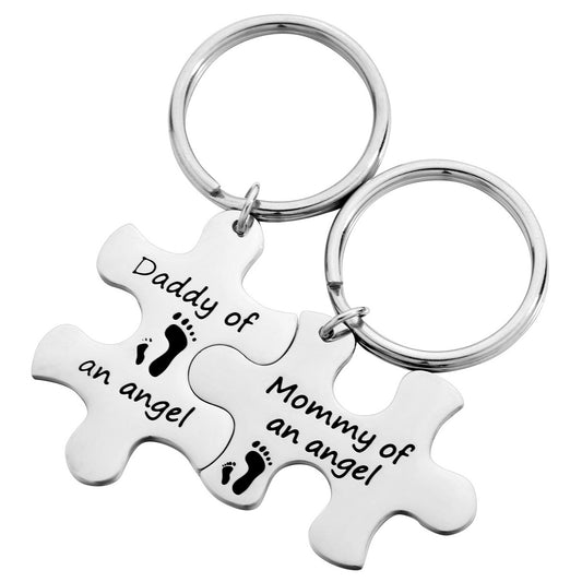 JNB/k0156/Inspirational Engraved - Daddy & Mommy of anger puzzle Keychain